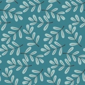 Stems || Blue Stems on Teal Blue || Moody Tropical Collection  by Sarah Price