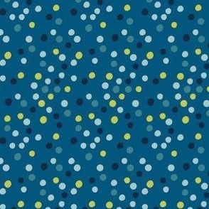 Dots || Blue and Green Dots on Blue by Sarah Price Small  Scale