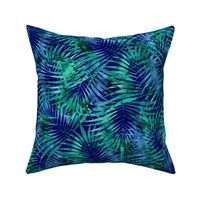 Moody Tropical Leaves Royal blue Large scale