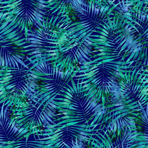 Moody Tropical Leaves Royal blue Large scale