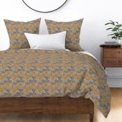 Trotting Australian Cattle Dogs and paw prints - faux linen