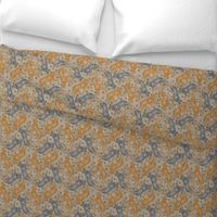 Trotting Australian Cattle Dogs and paw prints - faux linen