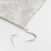 Trotting Bull Terriers white and paw prints - faux linen