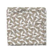 Trotting Bull Terriers white and paw prints - faux linen