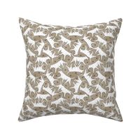 Tiny Trotting Bull Terriers white and paw prints - faux linen