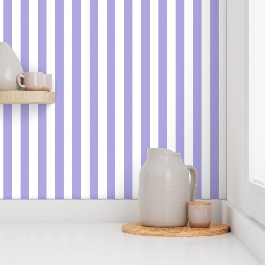 Lilac and white one inch stripe - vertical stripe