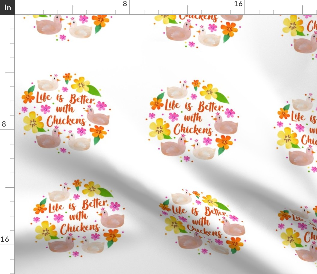 Life is Better with Chickens 8x8 Square Swatch for Embroidery Hoop or Wall Art - DIY Pattern Kit Template