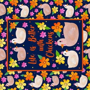 Large 27x18 Fat Quarter Panel Life is Better with Chickens The Prettiest Farm  for Wall Art or Tea Towel
