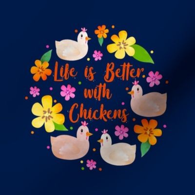 Life is Better with Chickens 8x8 Square Swatch for Embroidery Hoop or Wall Art - DIY Pattern Kit Template