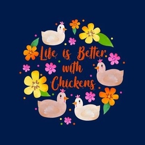 Life is Better with Chickens 8x8 Square Swatch for Embroidery Hoop or Wall Art - DIY Pattern Kit Template