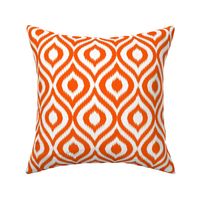 Large Scale Ikat Ogee Bright Orange and White