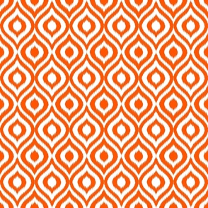Large Scale Ikat Ogee Bright Orange and White