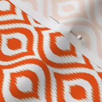 Medium Scale Ikat Ogee Bright Orange and White