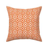 Medium Scale Ikat Ogee Bright Orange and White