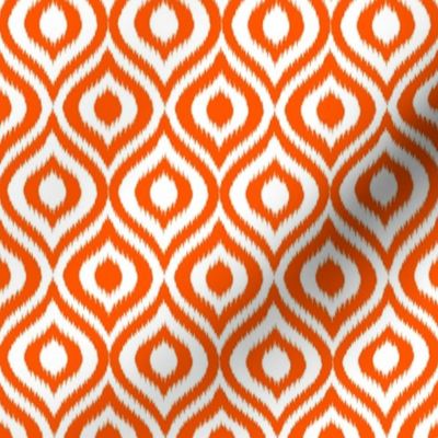 Medium Scale Ikat Ogee Bright Orange and White