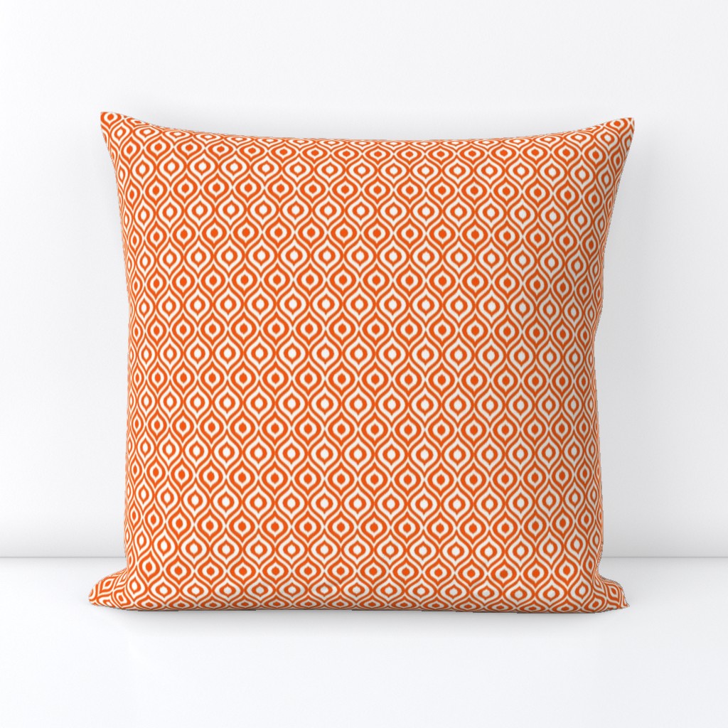 Small Scale Ikat Ogee Bright Orange and White