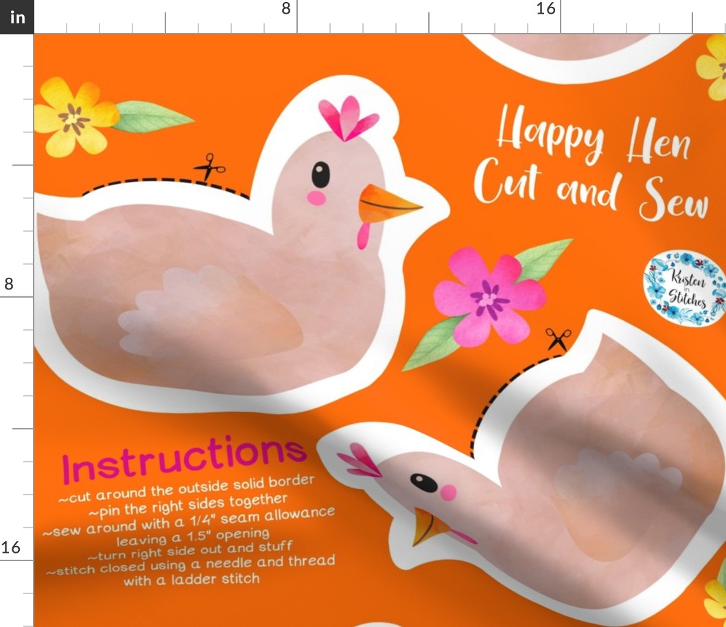 Happy Hen Easy Cut and Sew Stuffie