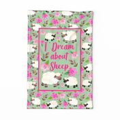 Large 27x18 Fat Quarter Panel I Dream About Sheep for Wall Art or Tea Towel