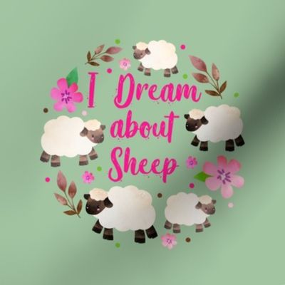 I Dream About Sheep  8x8 Square Swatch for Embroidery Hoop or Wall Art - DIY Pattern Kit Template