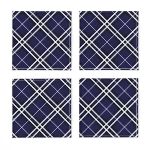 Medium Scale Tartan Plaid - Indigo and White