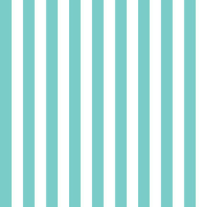 Turquoise and white one inch stripes - vertical