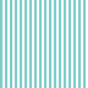 Turquoise and white half inch stripes - vertical