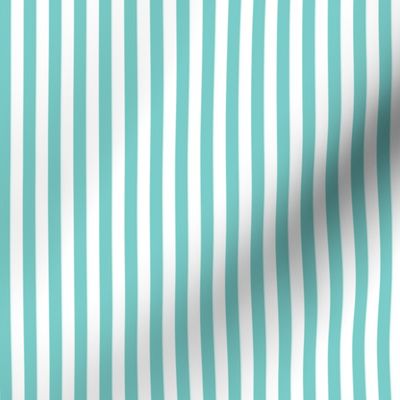 Turquoise and white quarter inch stripes - vertical