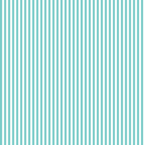 Turquoise and white quarter inch stripes - vertical