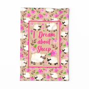 Large 27x18 Fat Quarter Panel I Dream About Sheep Fabric Panel for Wall Art or Tea Towel