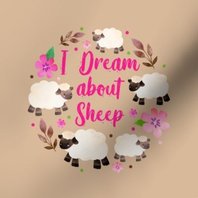 I Dream About Sheep 8x8 Square Swatch for Embroidery Hoop or Wall Art - DIY Pattern Kit Template