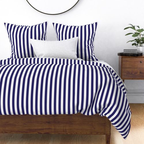 Navy blue and white one inch stripe - vertical