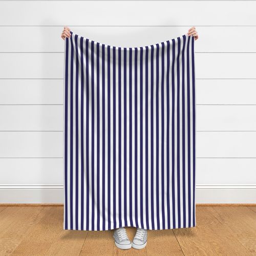 Navy blue and white one inch stripe - vertical