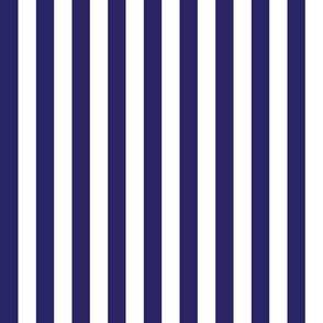 Navy blue and white one inch stripe - vertical