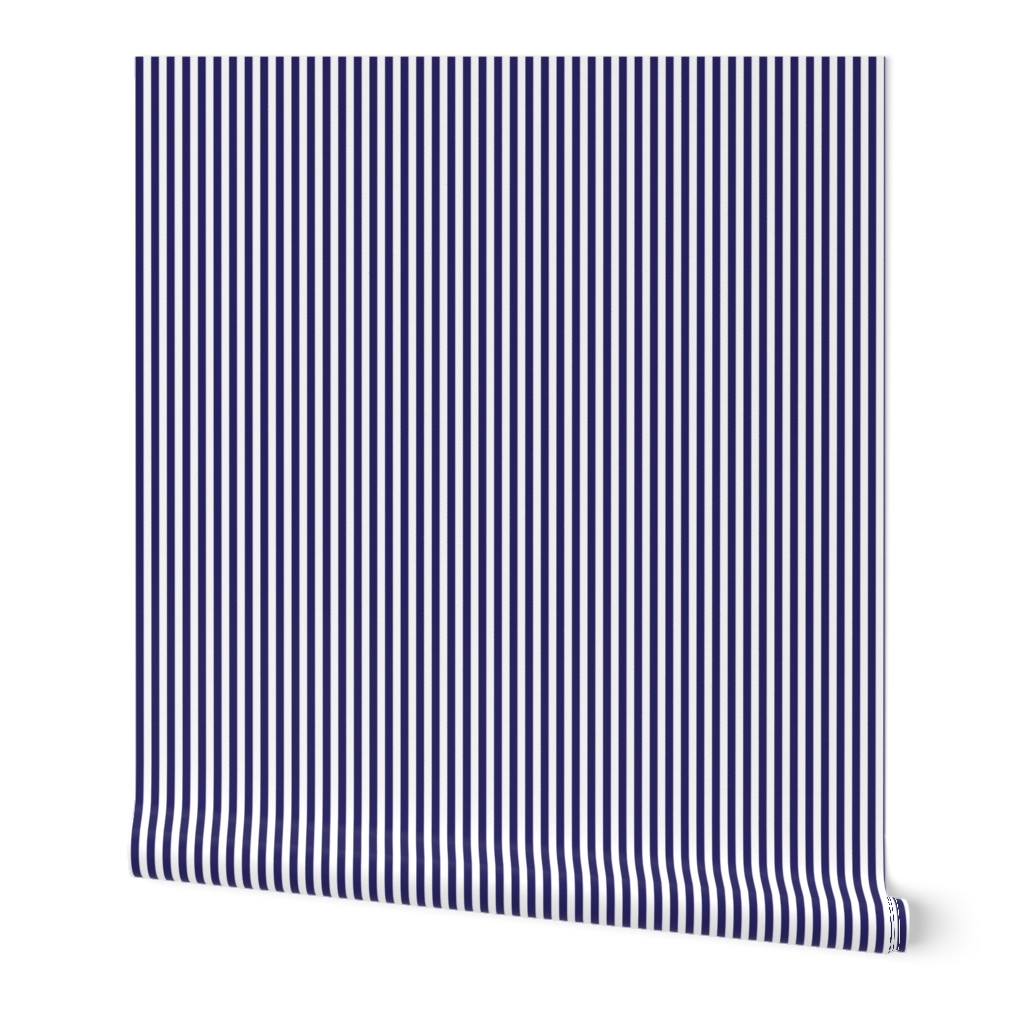 Navy blue and white quarter inch stripe - vertical