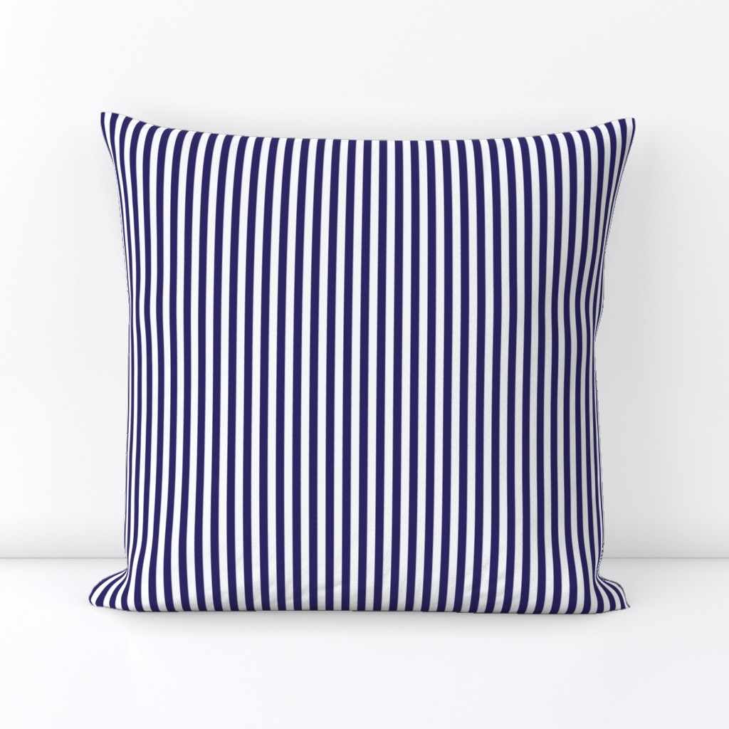 Navy blue and white quarter inch stripe - vertical