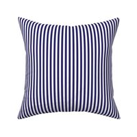 Navy blue and white quarter inch stripe - vertical