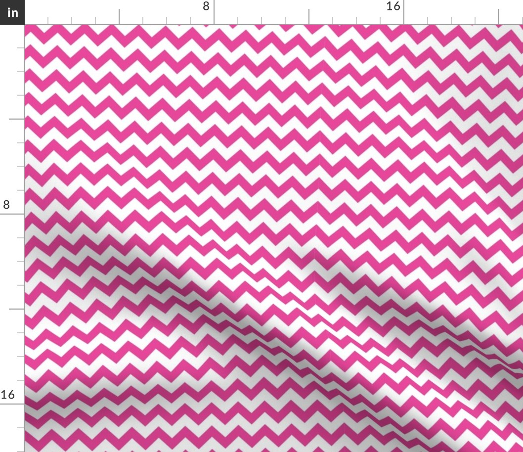 Medium Scale Hot Pink and White Chevron Stripes