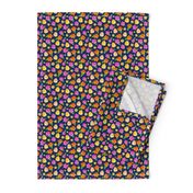 Small Scale Yellow Baby Farm Chick Peeps and Flowers on Dark Blue Background