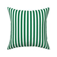 Deep green and white half inch stripe - vertical