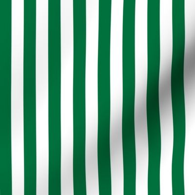 Deep green and white half inch stripe - vertical