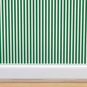 Deep green and white half inch stripe - vertical