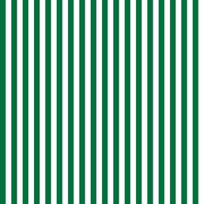 Deep green and white half inch stripe - vertical