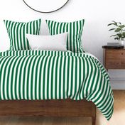 Deep green and white one inch stripe - vertical