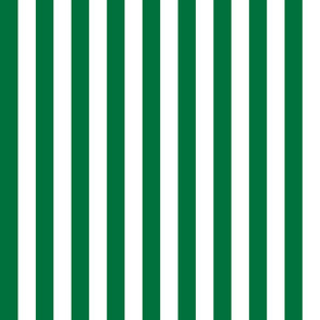 Deep green and white one inch stripe - vertical