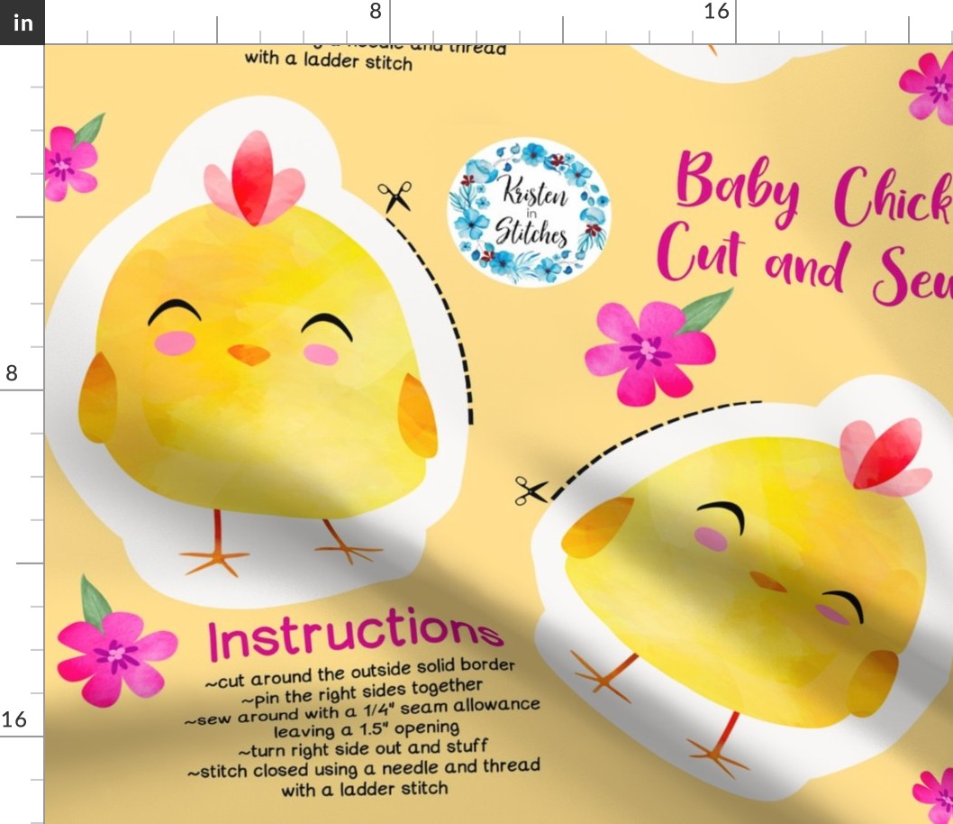 Little Yellow Chick Peep Easy Cut and Sew Stuffie