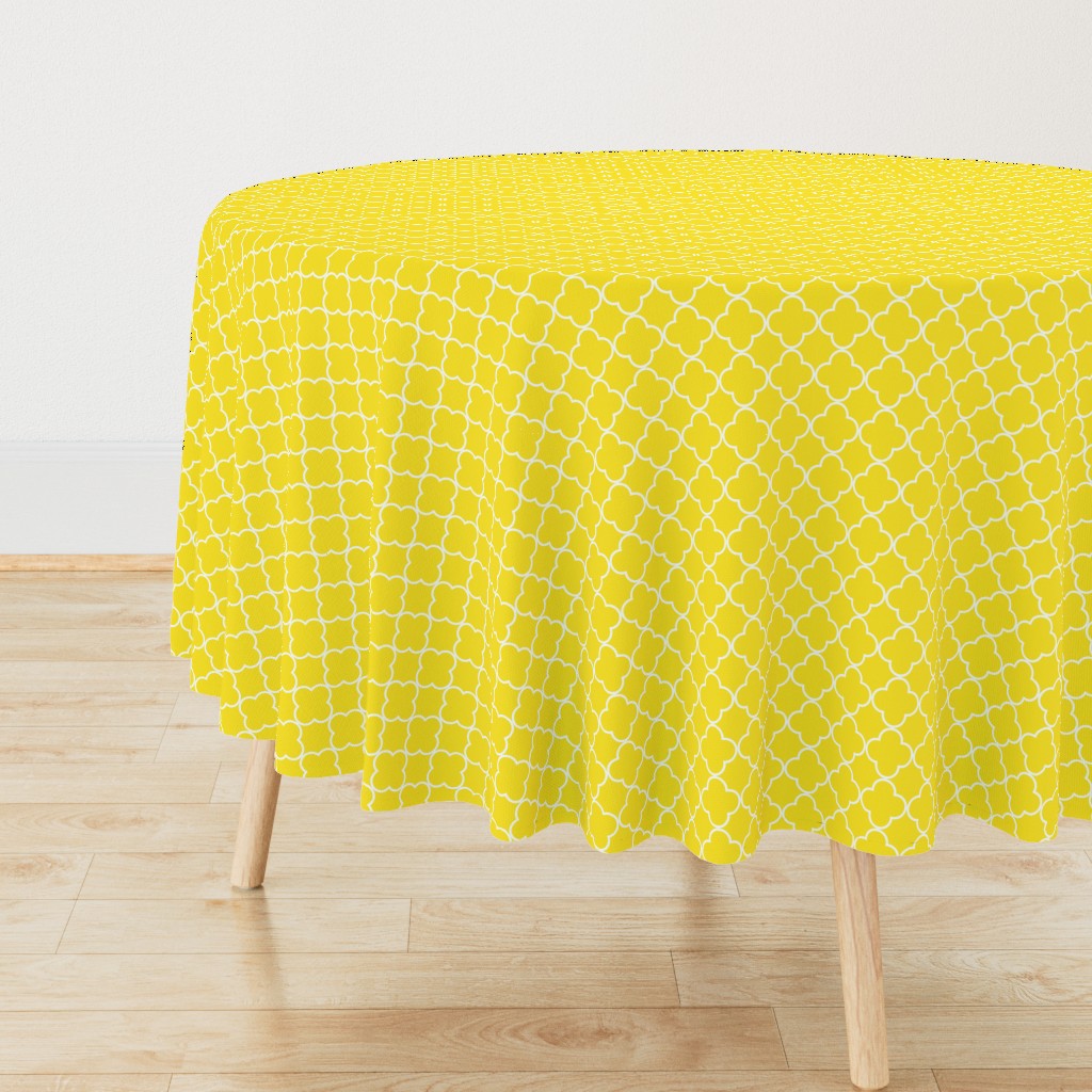 Smaller Scale Bright Yellow and White Quatrefoil