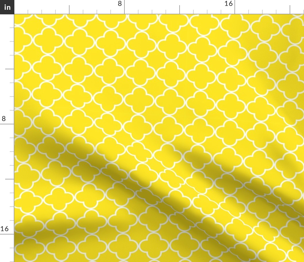 Smaller Scale Bright Yellow and White Quatrefoil