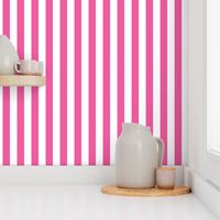 Deep pink and white one inch stripe - vertical