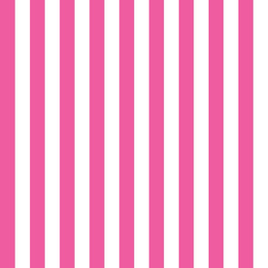 Deep pink and white one inch stripe - vertical