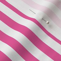 Deep pink and white half inch stripe - vertical